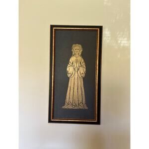 Decorative Medieval  Rubbing Framed Art – Praying Lady Effigy